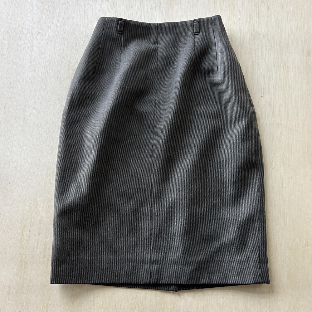 Herve‎ Benard Skirt Womens 6 Gray Wool Twill Pencil Knee Length Lined Office